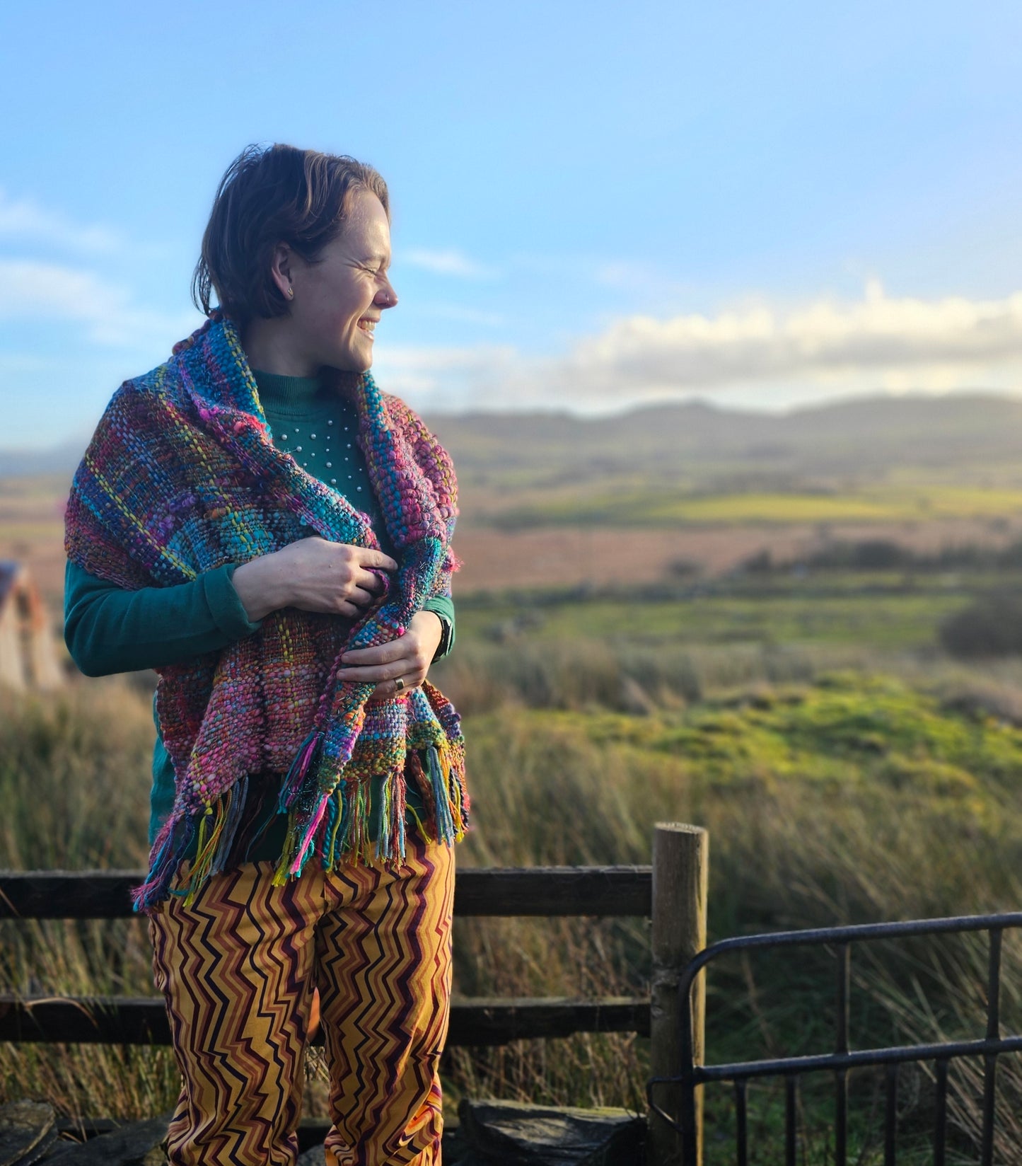 Handwoven Shawl - 42cm wide 136cm long