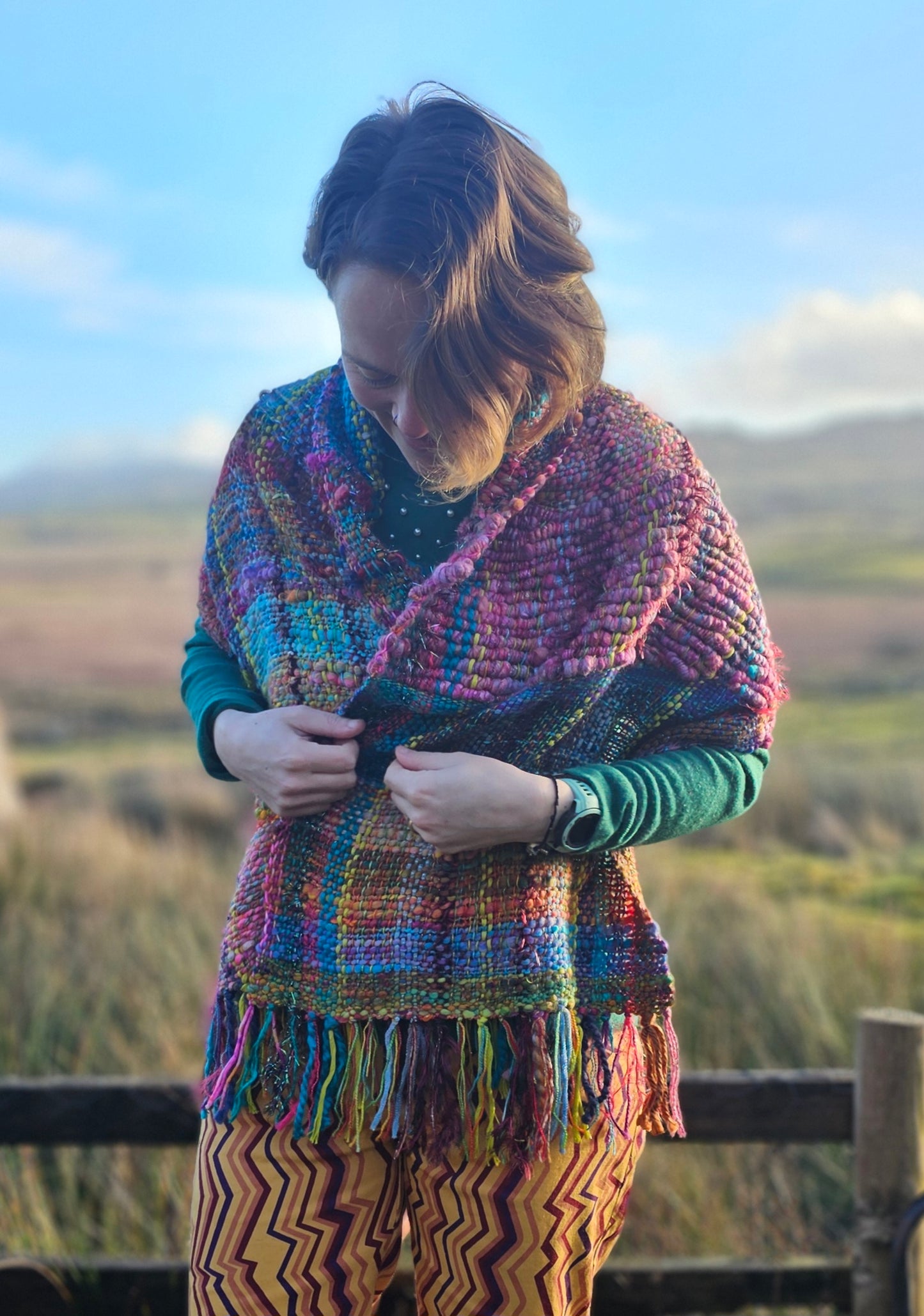 Handwoven Shawl - 42cm wide 136cm long
