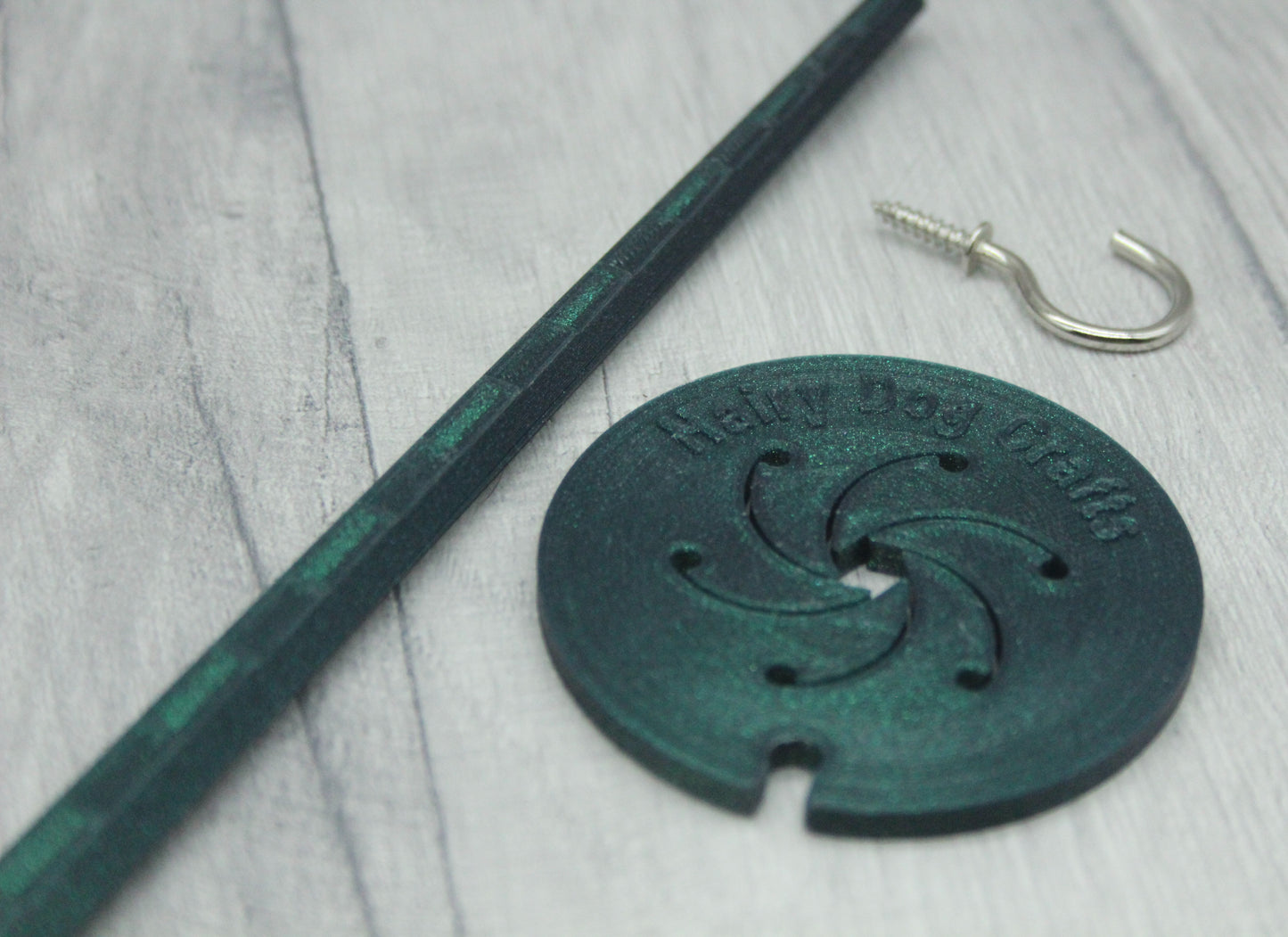 Top Whorl Spindle - (Imperfect) - Flat Pack - Glittery Green (Silver hook)