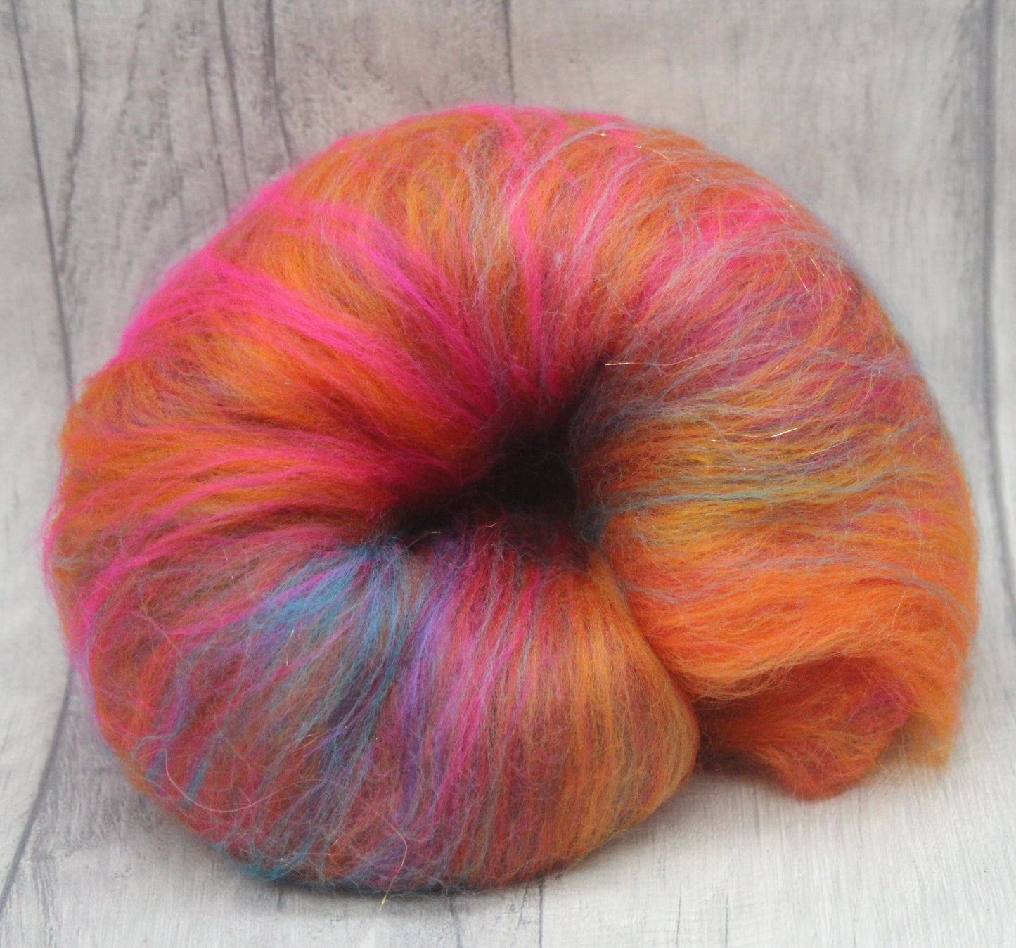 Merino Art Batt - Orange Pink - 36 grams 1.2 oz - Wool for felting, spinning and weaving