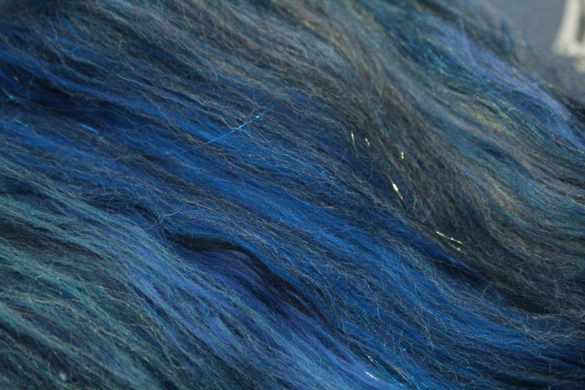 Merino Art Batt - Blue Black Grey - 66 grams 2.3 oz - Wool for felting, spinning and weaving