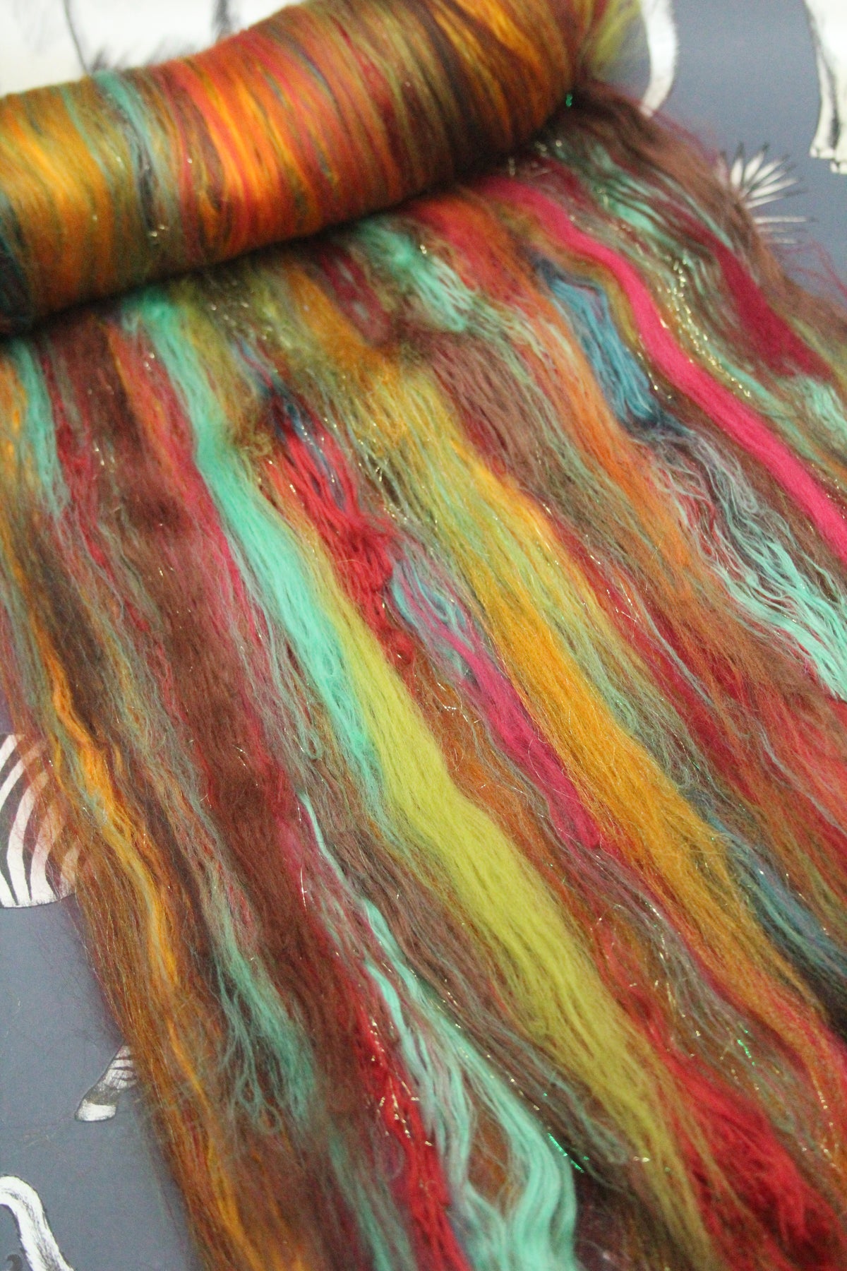 Merino Art Batt - Autumnal - 61 grams 2.1 oz - Wool for felting, spinning and weaving