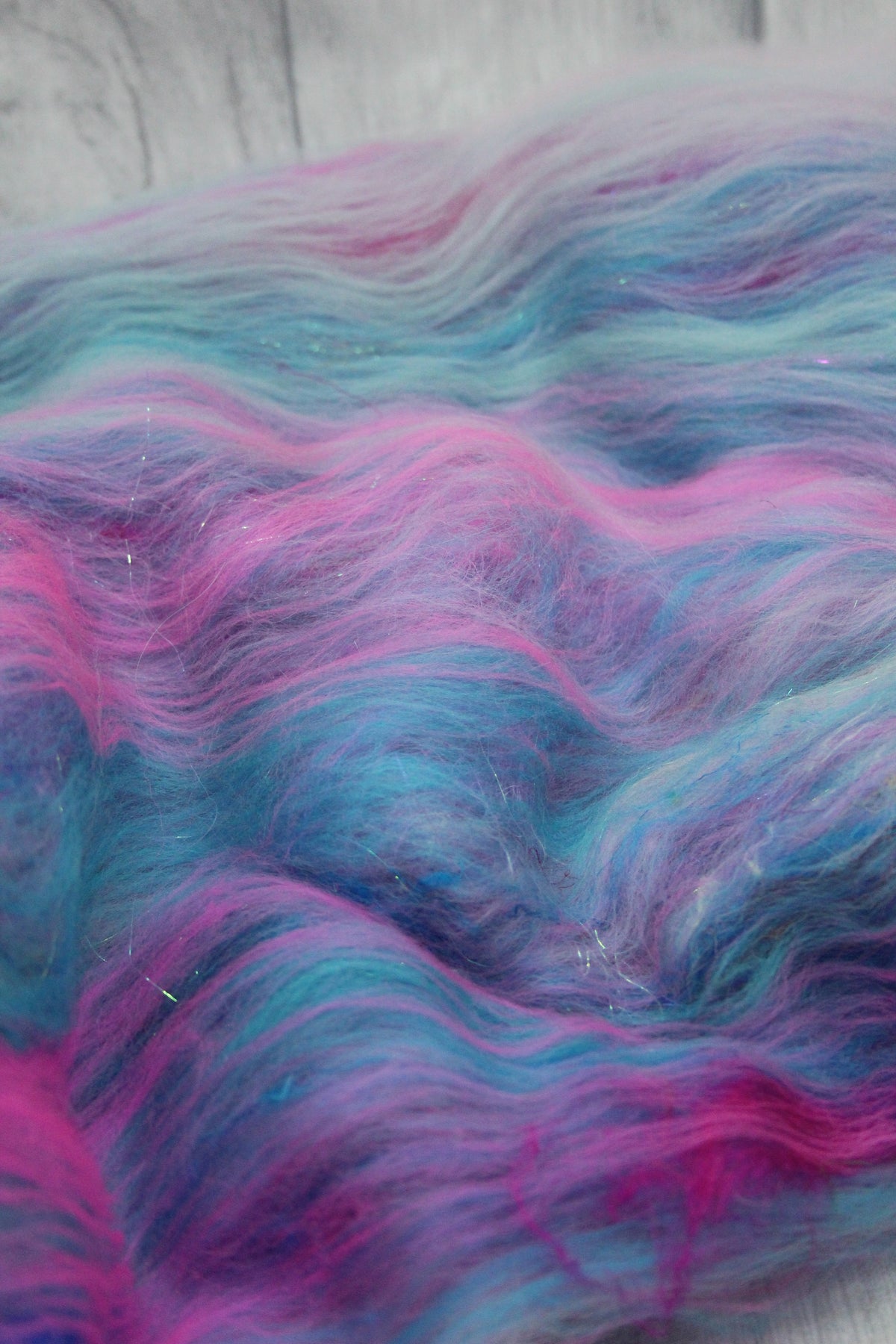 Merino Art Batt - Pink Blue - 49 grams 1.7 oz - Wool for felting, spinning and weaving