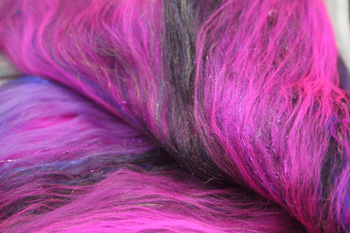 Merino Art Batt - Pink Purple - 48 grams 1.6 oz - Wool for felting, spinning and weaving