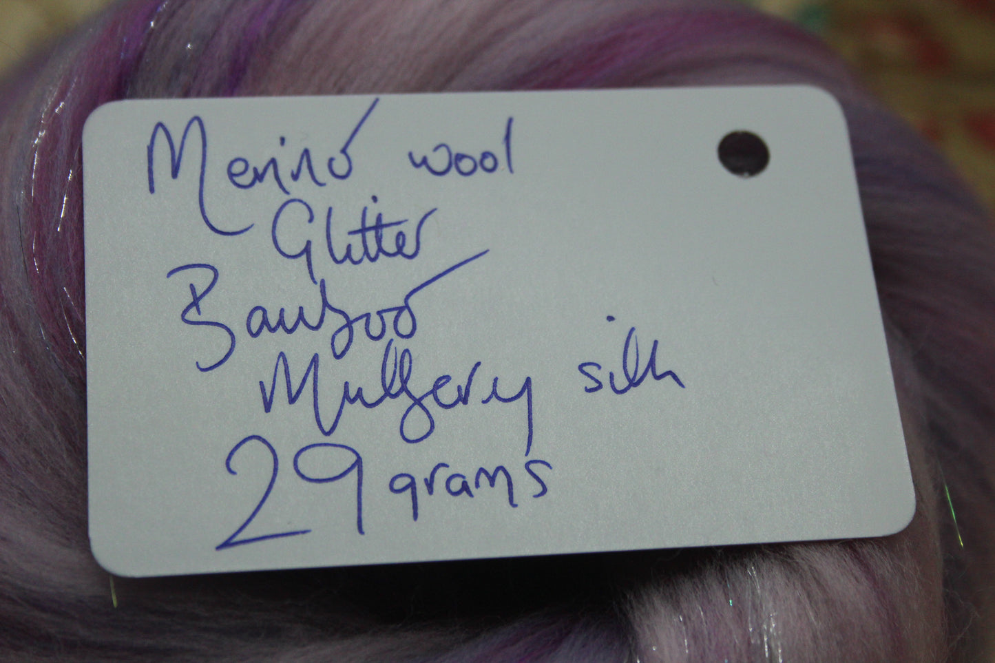 Wool Blend - Black Pink Purple White - 18 grams / 0.6 oz - Fibre for felting, weaving or spinning