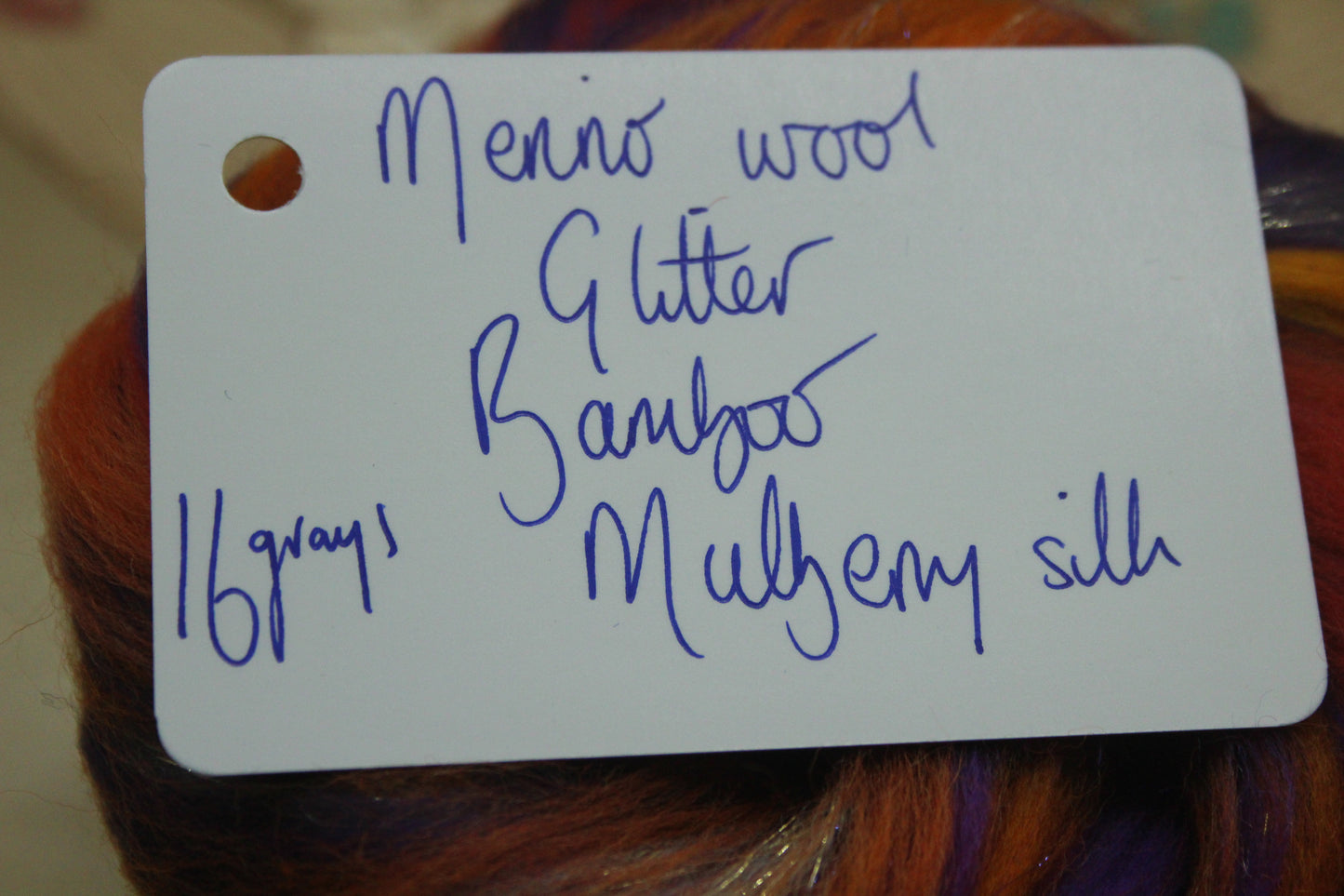 Merino Wool Blend - Orange Purple - 16 grams / 0.5 oz - Fibre for felting, weaving or spinning
