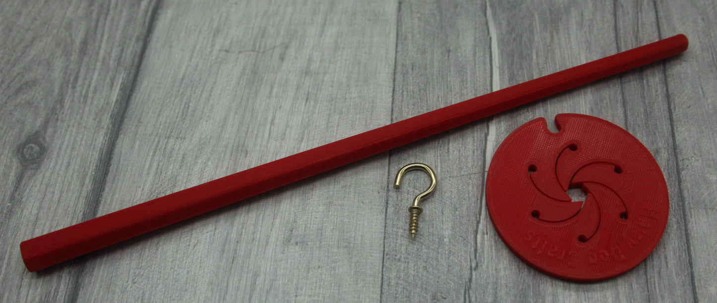 Top Whorl Spindle (IMPERFECT) for spinning - Flat Pack - Red