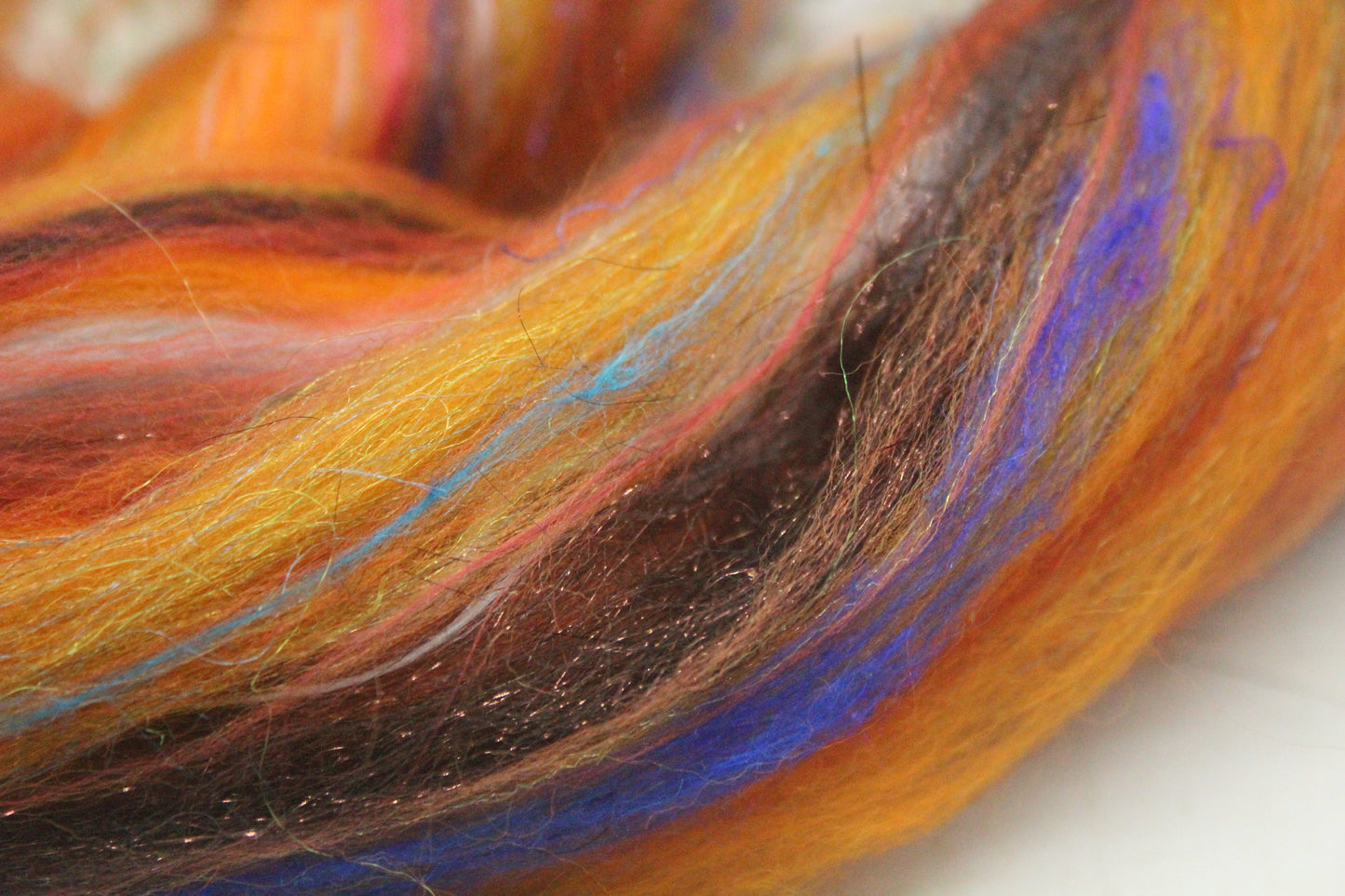 Merino Wool Blend - Orange Brown - 19 grams / 0.6 oz - Fibre for felting, weaving or spinning