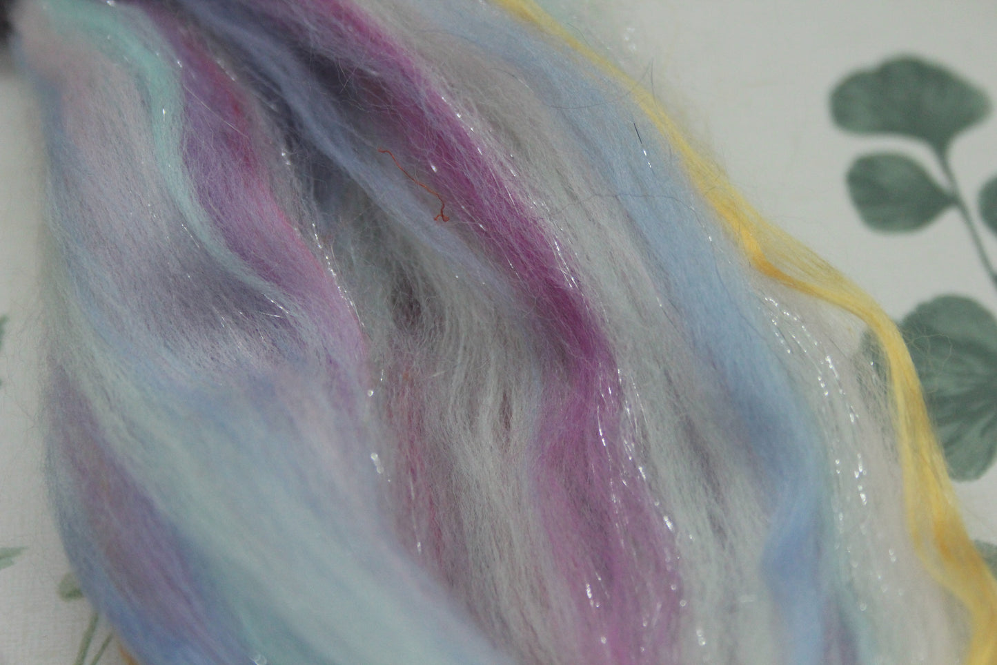 Wool Blend - Pink Green Orange Purple - 19 grams / 0.6 oz - Fibre for felting, weaving or spinning