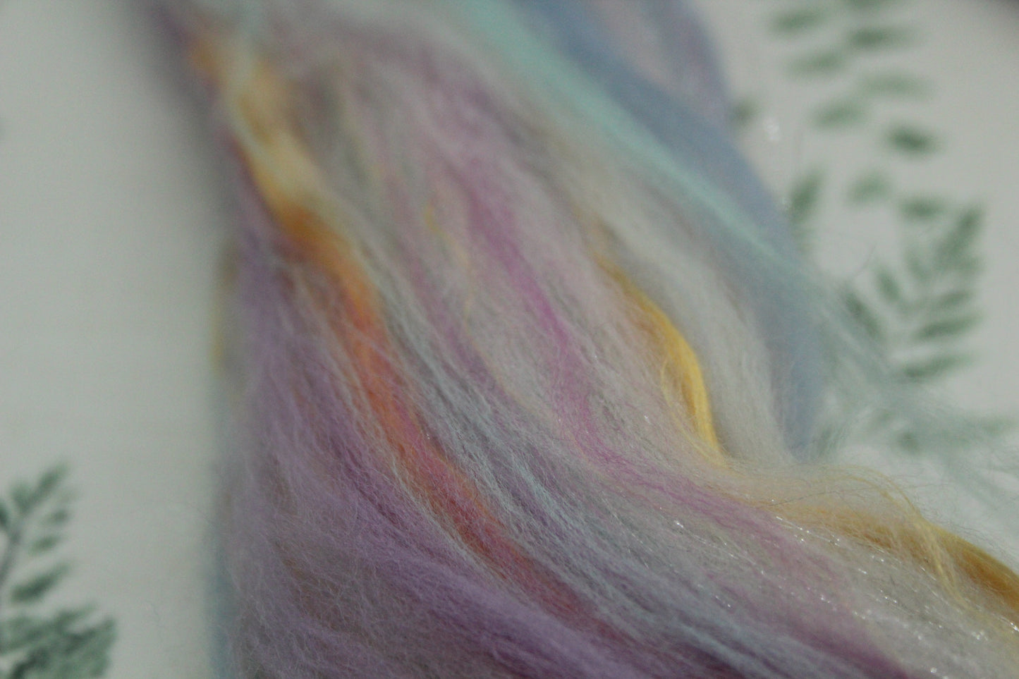 Wool Blend - Pink Green Orange Purple - 19 grams / 0.6 oz - Fibre for felting, weaving or spinning