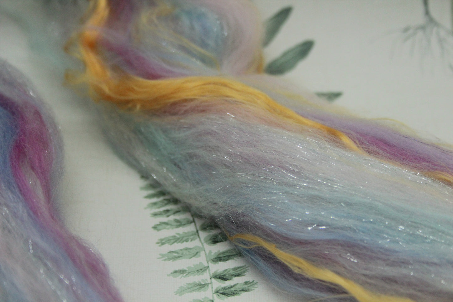 Merino Wool Blend - White Blue Purple Pink - 27 grams / 0.9 oz - Fibre for felting, weaving or spinning
