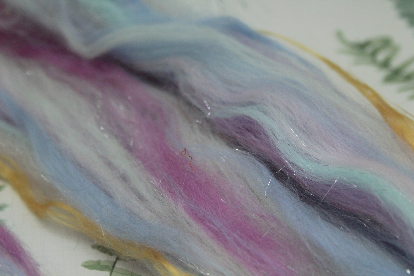 Merino Wool Blend - White Blue Purple Pink - 27 grams / 0.9 oz - Fibre for felting, weaving or spinning