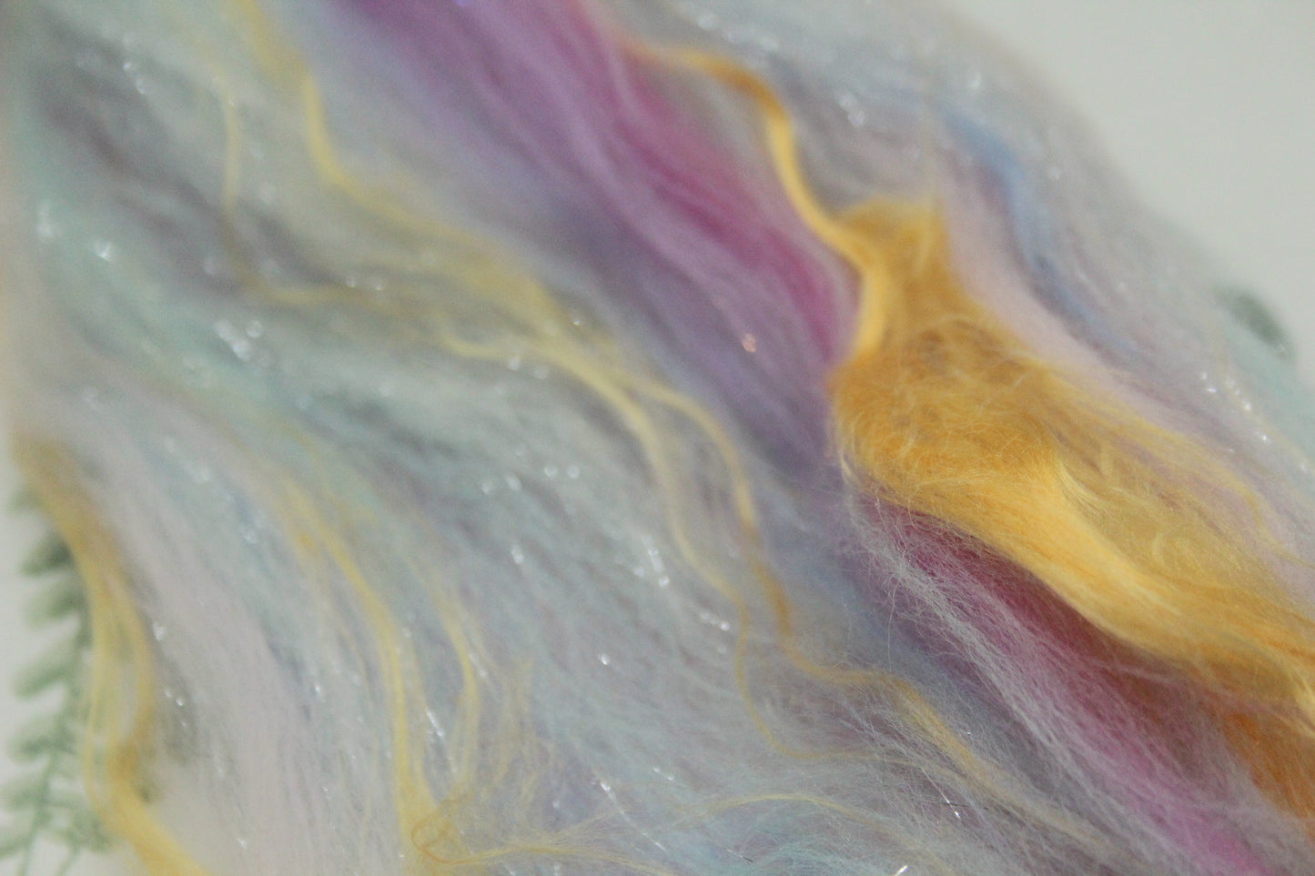 Merino Wool Blend - White Blue Purple Pink - 27 grams / 0.9 oz - Fibre for felting, weaving or spinning