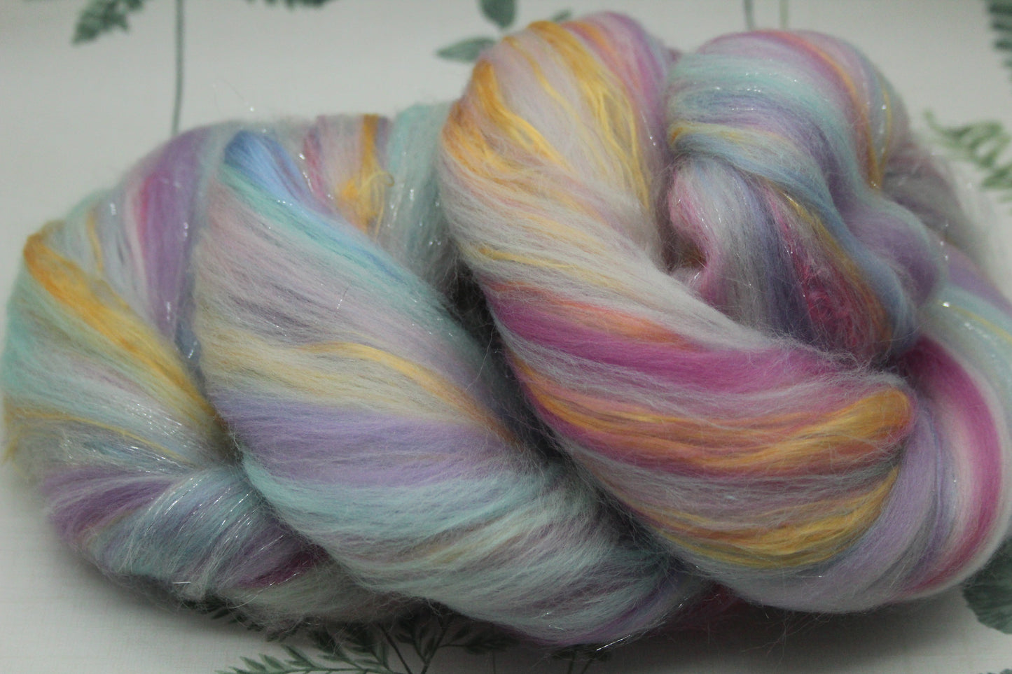 Merino Wool Blend - White Blue Purple Pink - 66 grams / 2.3 oz - Fibre for felting, weaving or spinning
