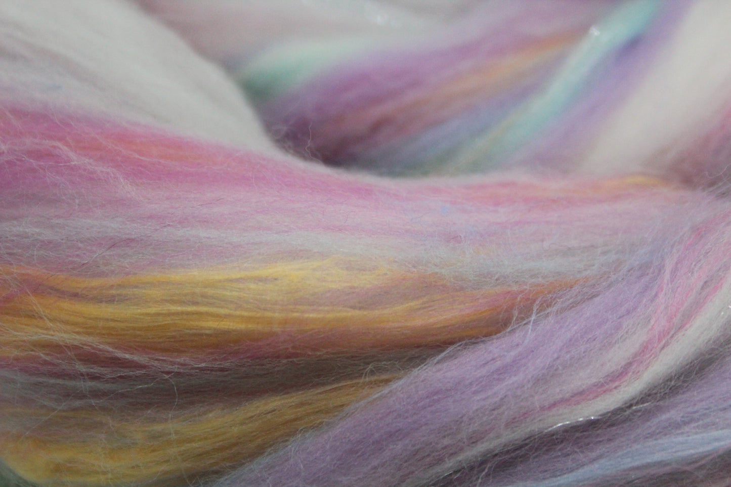 Merino Wool Blend - White Blue Purple Pink - 66 grams / 2.3 oz - Fibre for felting, weaving or spinning