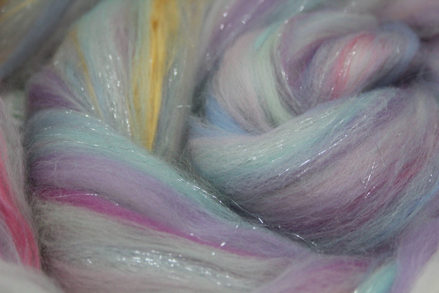 Merino Wool Blend - White Blue Purple Pink - 66 grams / 2.3 oz - Fibre for felting, weaving or spinning