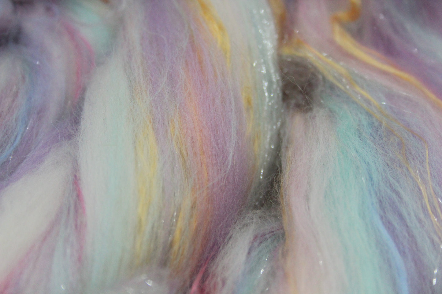 Merino Wool Blend - White Blue Purple Pink - 66 grams / 2.3 oz - Fibre for felting, weaving or spinning