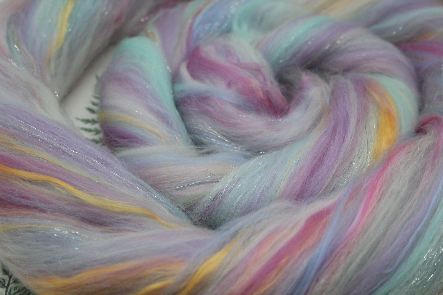 Merino Wool Blend - White Blue Purple Pink - 66 grams / 2.3 oz - Fibre for felting, weaving or spinning