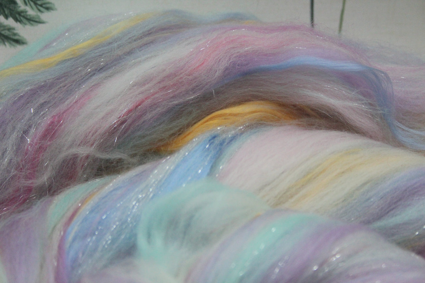 Merino Wool Blend - White Blue Purple Pink - 66 grams / 2.3 oz - Fibre for felting, weaving or spinning
