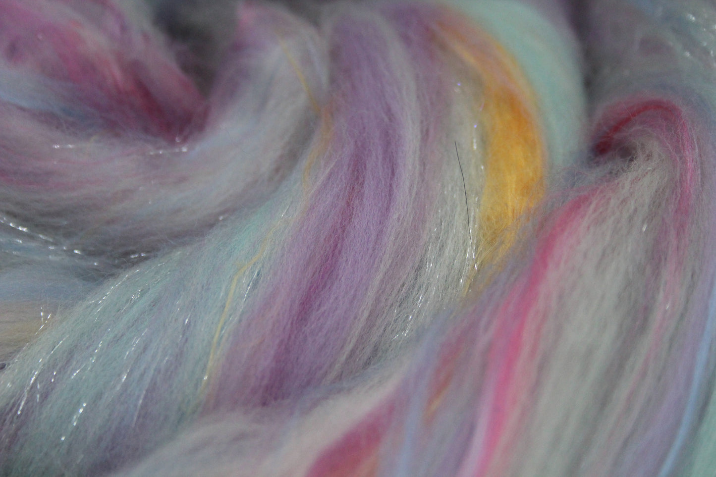 Merino Wool Blend - White Blue Purple Pink - 66 grams / 2.3 oz - Fibre for felting, weaving or spinning