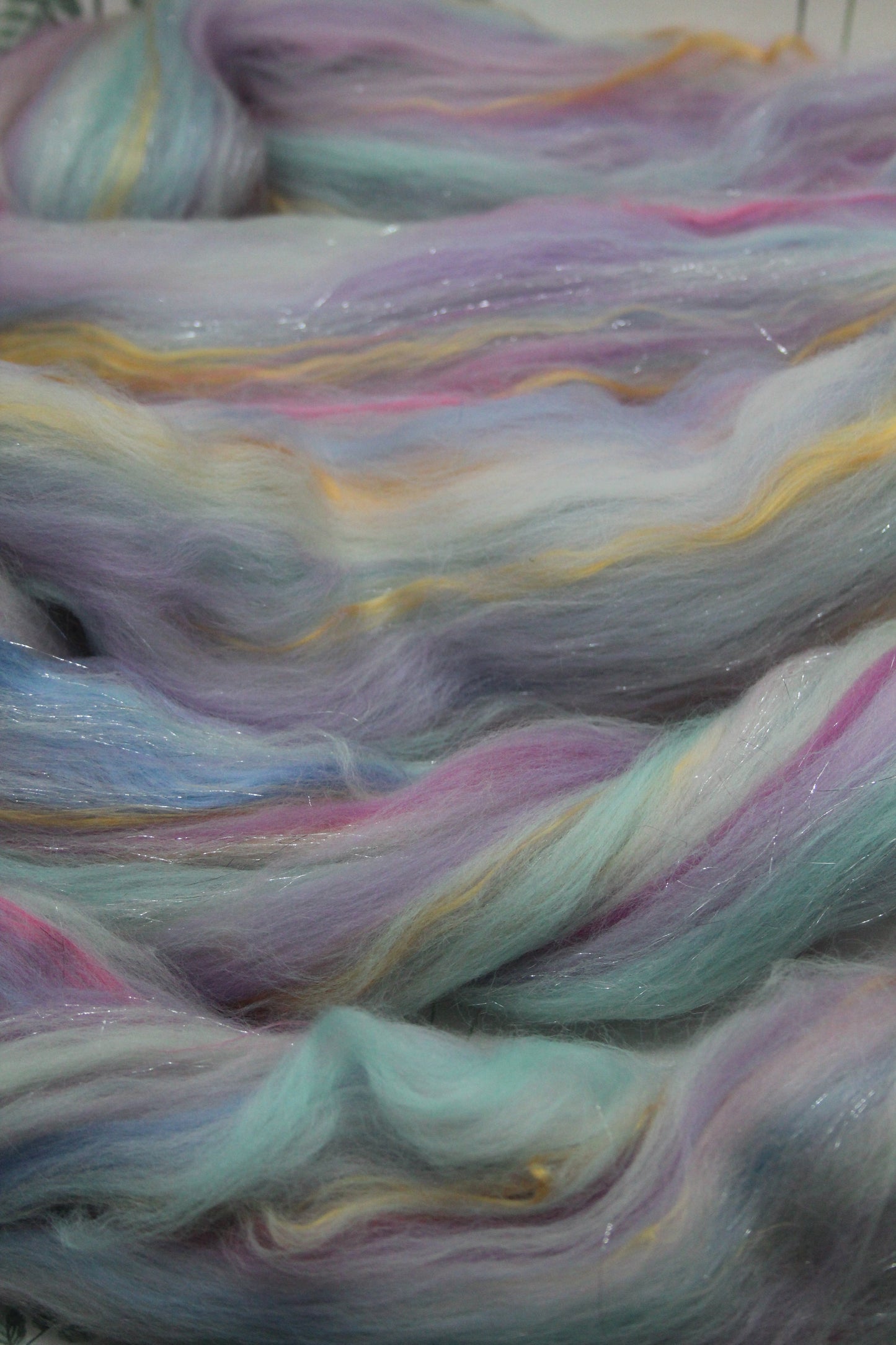 Merino Wool Blend - White Blue Purple Pink - 66 grams / 2.3 oz - Fibre for felting, weaving or spinning