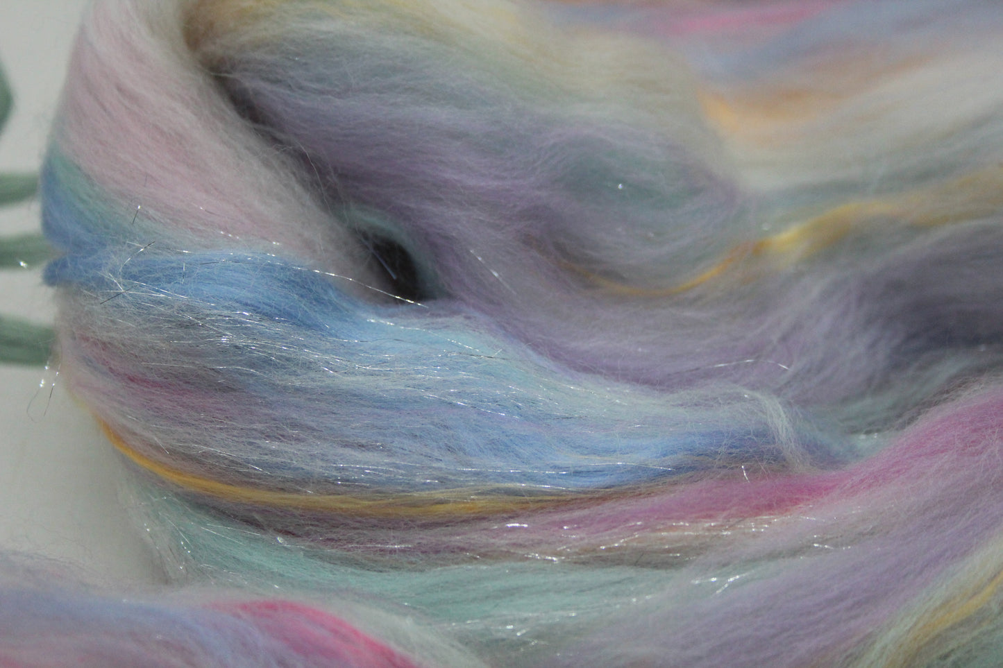Merino Wool Blend - White Blue Purple Pink - 66 grams / 2.3 oz - Fibre for felting, weaving or spinning