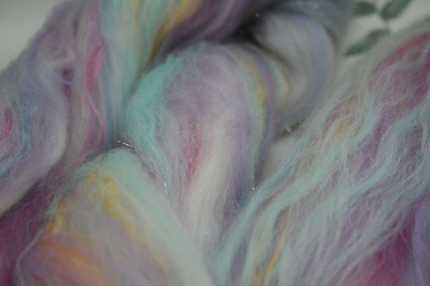 Merino Wool Blend - White Blue Purple Pink - 66 grams / 2.3 oz - Fibre for felting, weaving or spinning