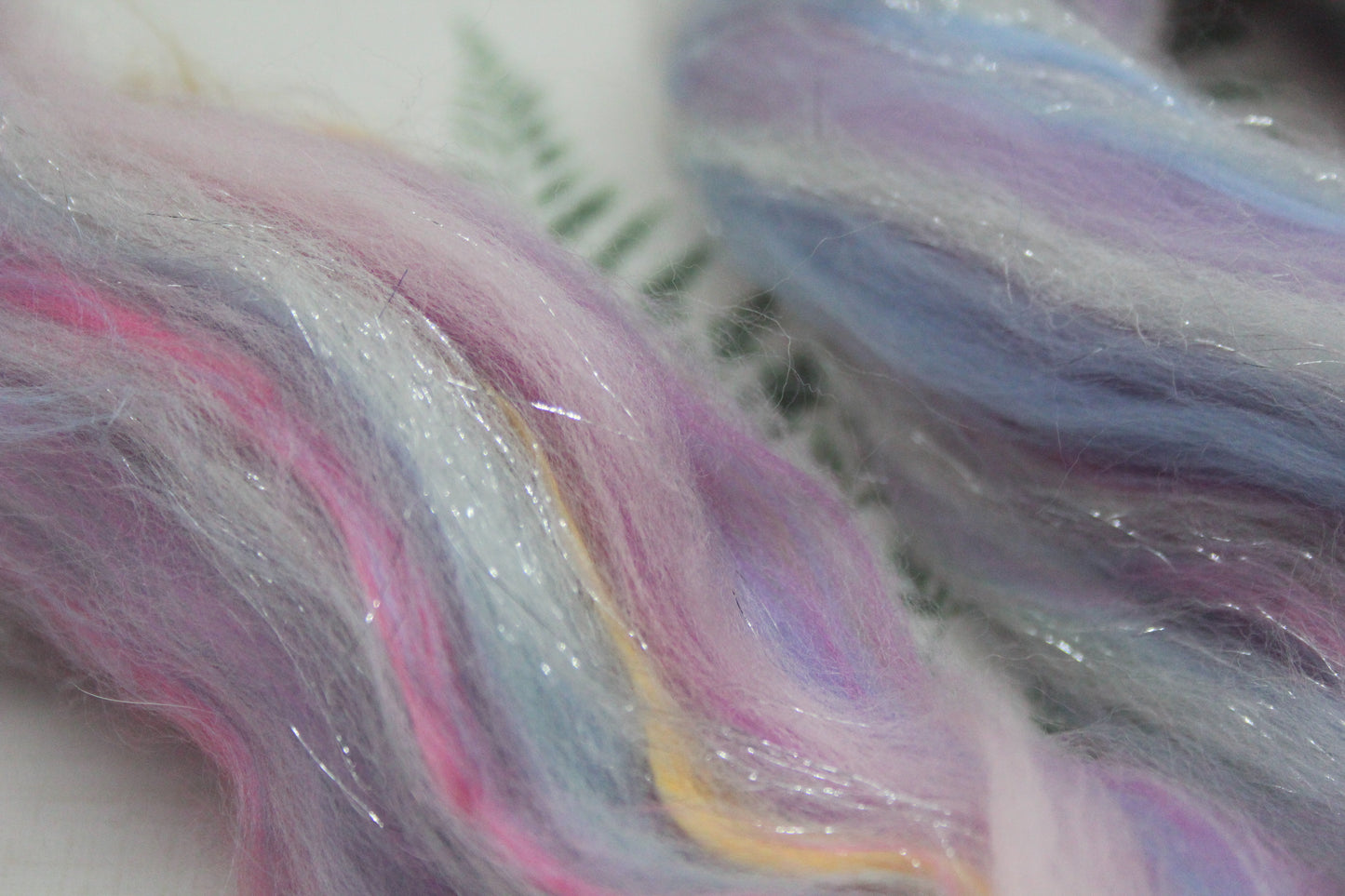 Merino Wool Blend - White Blue Purple Pink - 19 grams / 0.6 oz - Fibre for felting, weaving or spinning