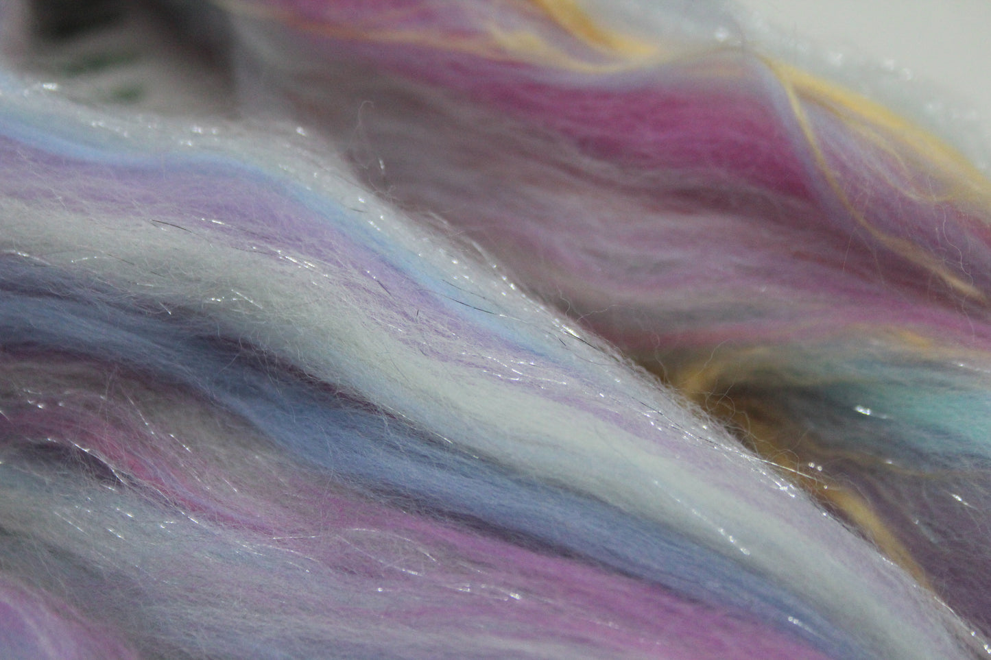 Merino Wool Blend - White Blue Purple Pink - 19 grams / 0.6 oz - Fibre for felting, weaving or spinning