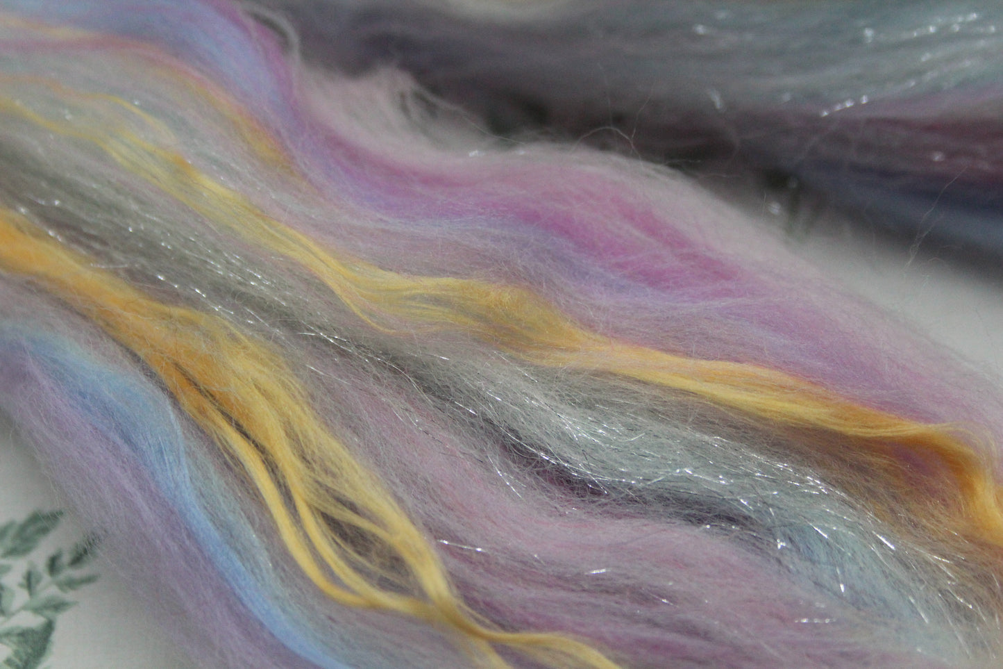 Merino Wool Blend - White Blue Purple Pink - 19 grams / 0.6 oz - Fibre for felting, weaving or spinning