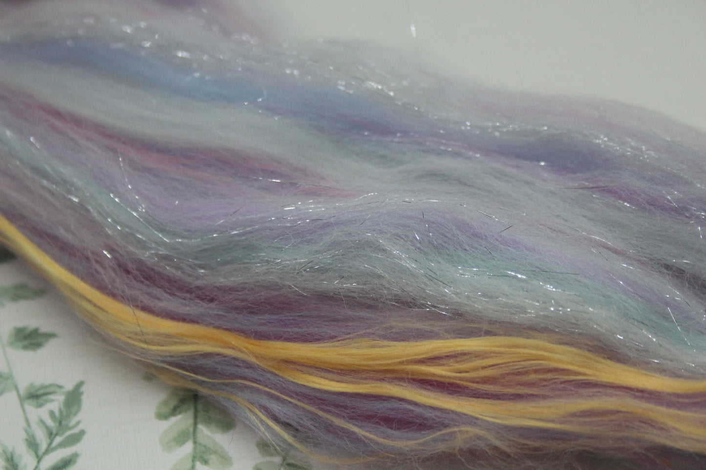 Merino Wool Blend - White Blue Purple Pink - 19 grams / 0.6 oz - Fibre for felting, weaving or spinning