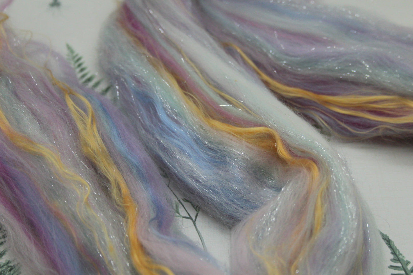 Merino Wool Blend - White Blue Purple Pink - 19 grams / 0.6 oz - Fibre for felting, weaving or spinning