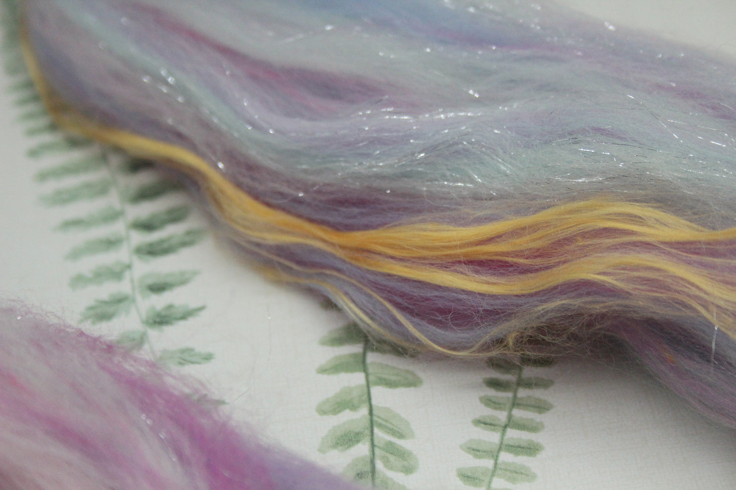 Merino Wool Blend - White Blue Purple Pink - 19 grams / 0.6 oz - Fibre for felting, weaving or spinning
