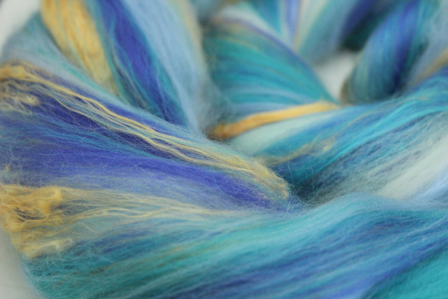 Merino Wool Blend - Orange Blue - 73 grams / 2.5 oz - Fibre for felting, weaving or spinning