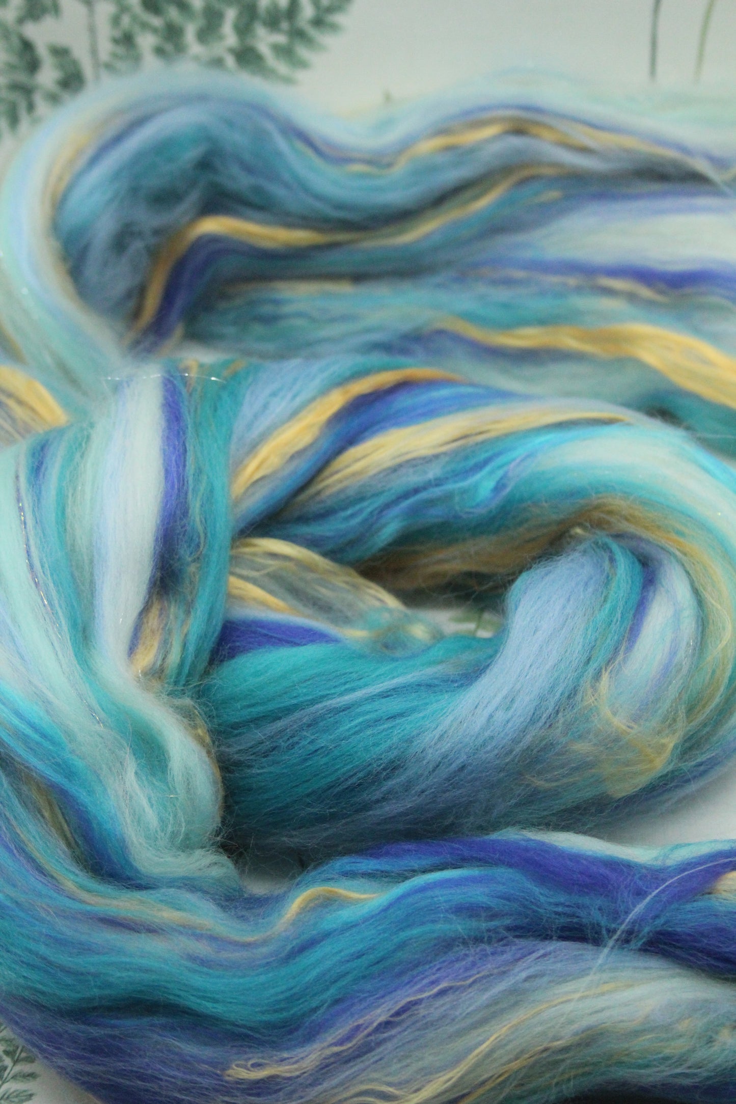 Merino Wool Blend - Orange Blue - 73 grams / 2.5 oz - Fibre for felting, weaving or spinning