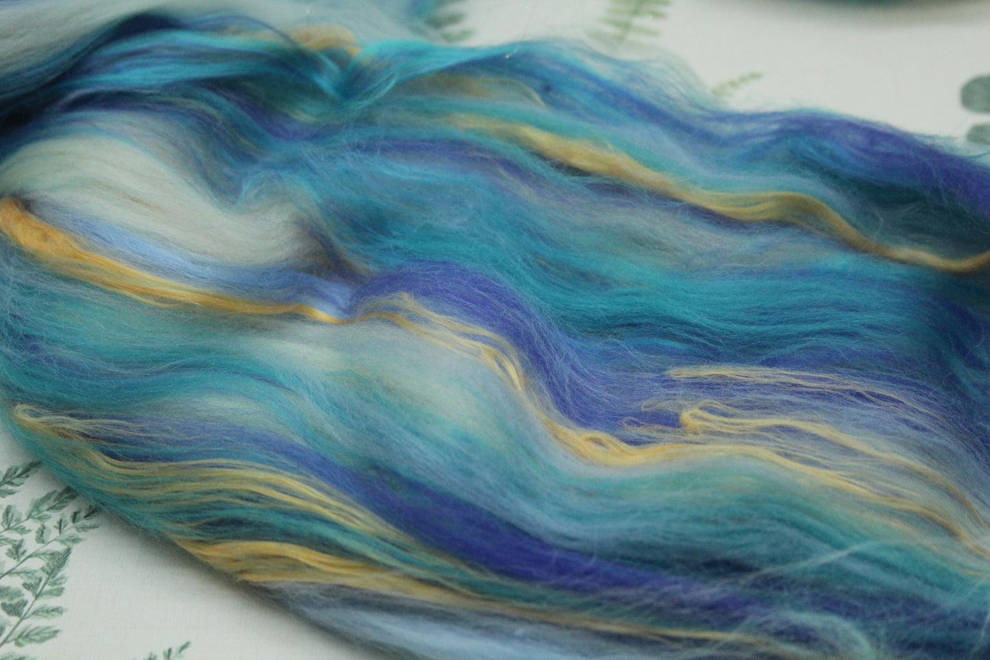 Merino Wool Blend - Orange Blue - 73 grams / 2.5 oz - Fibre for felting, weaving or spinning