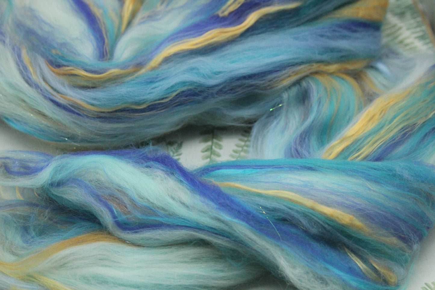 Merino Wool Blend - Orange Blue - 73 grams / 2.5 oz - Fibre for felting, weaving or spinning