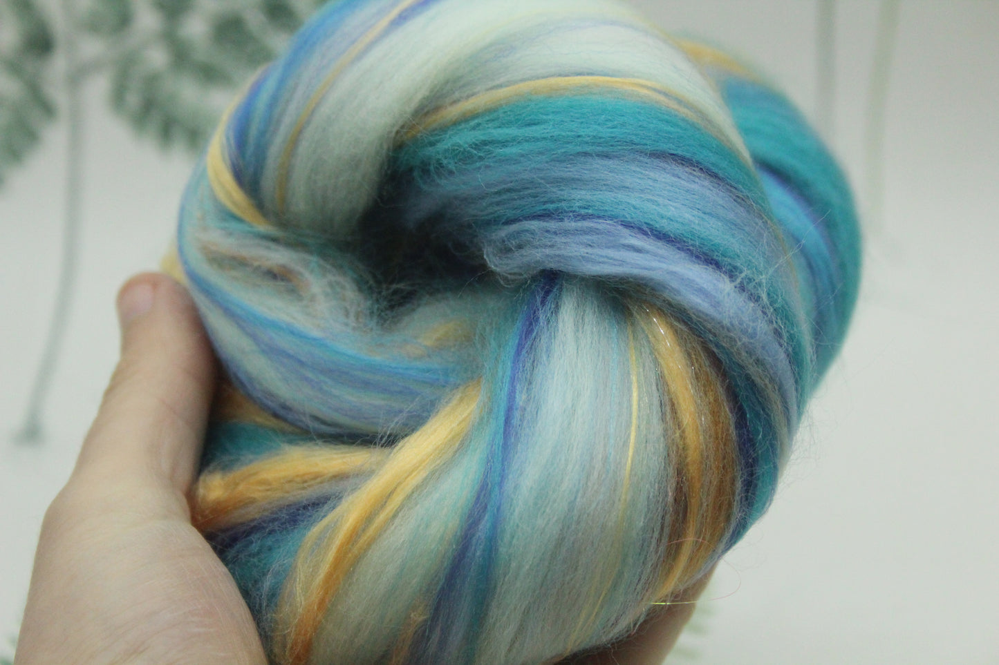 Merino Wool Blend - Orange Blue - 20 grams / 0.7 oz - Fibre for felting, weaving or spinning