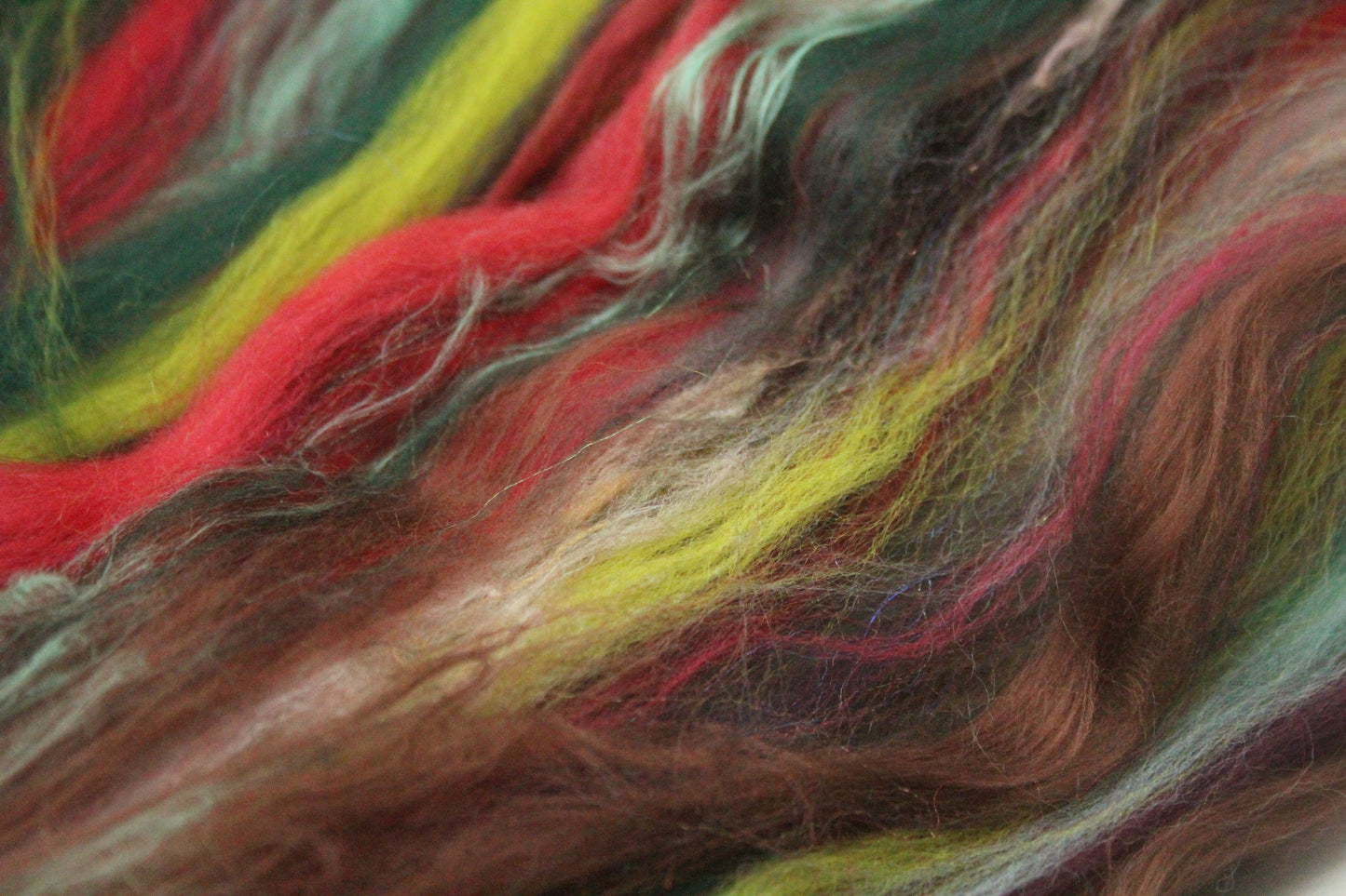 Wool Blend - Orange Brown - 19 grams / 0.6 oz - Fibre for felting, weaving or spinning