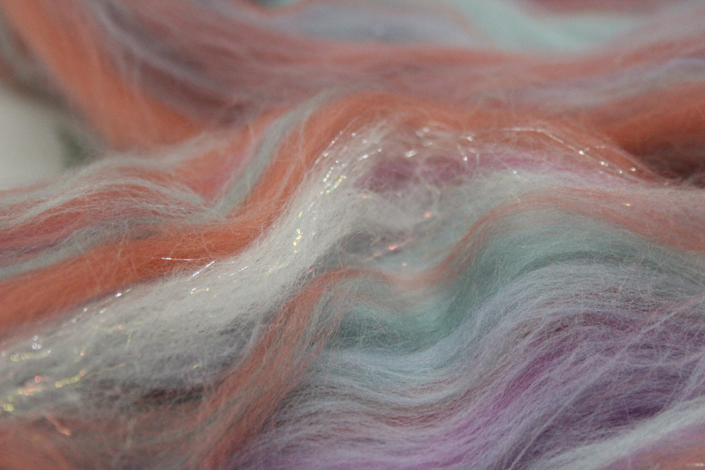 Merino Wool Blend - Aqua Brown Pink - 49 grams / 1.7 oz - Fibre for felting, weaving or spinning
