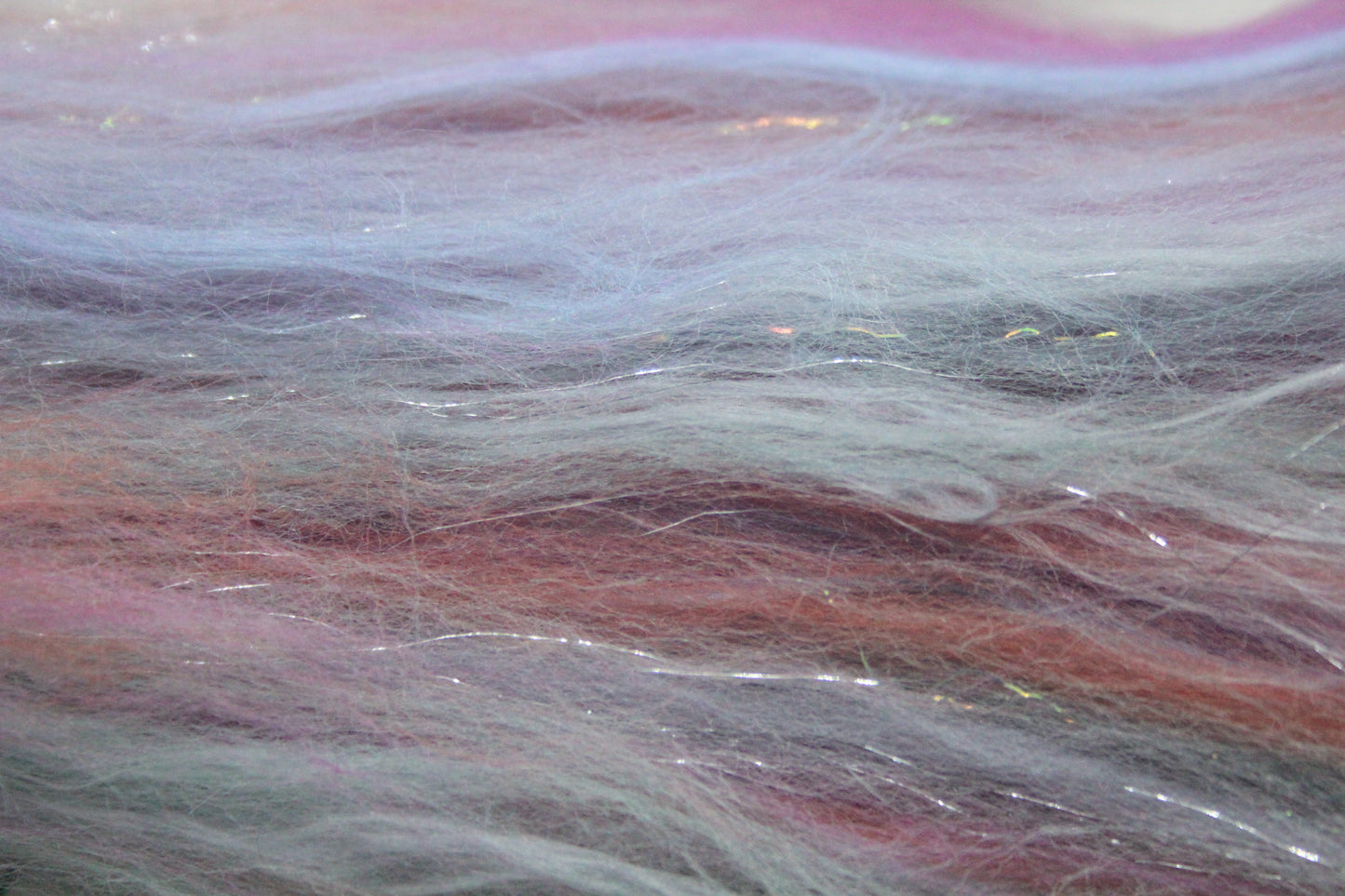 Merino Wool Blend - Aqua Brown Pink - 43 grams / 1.5 oz - Fibre for felting, weaving or spinning