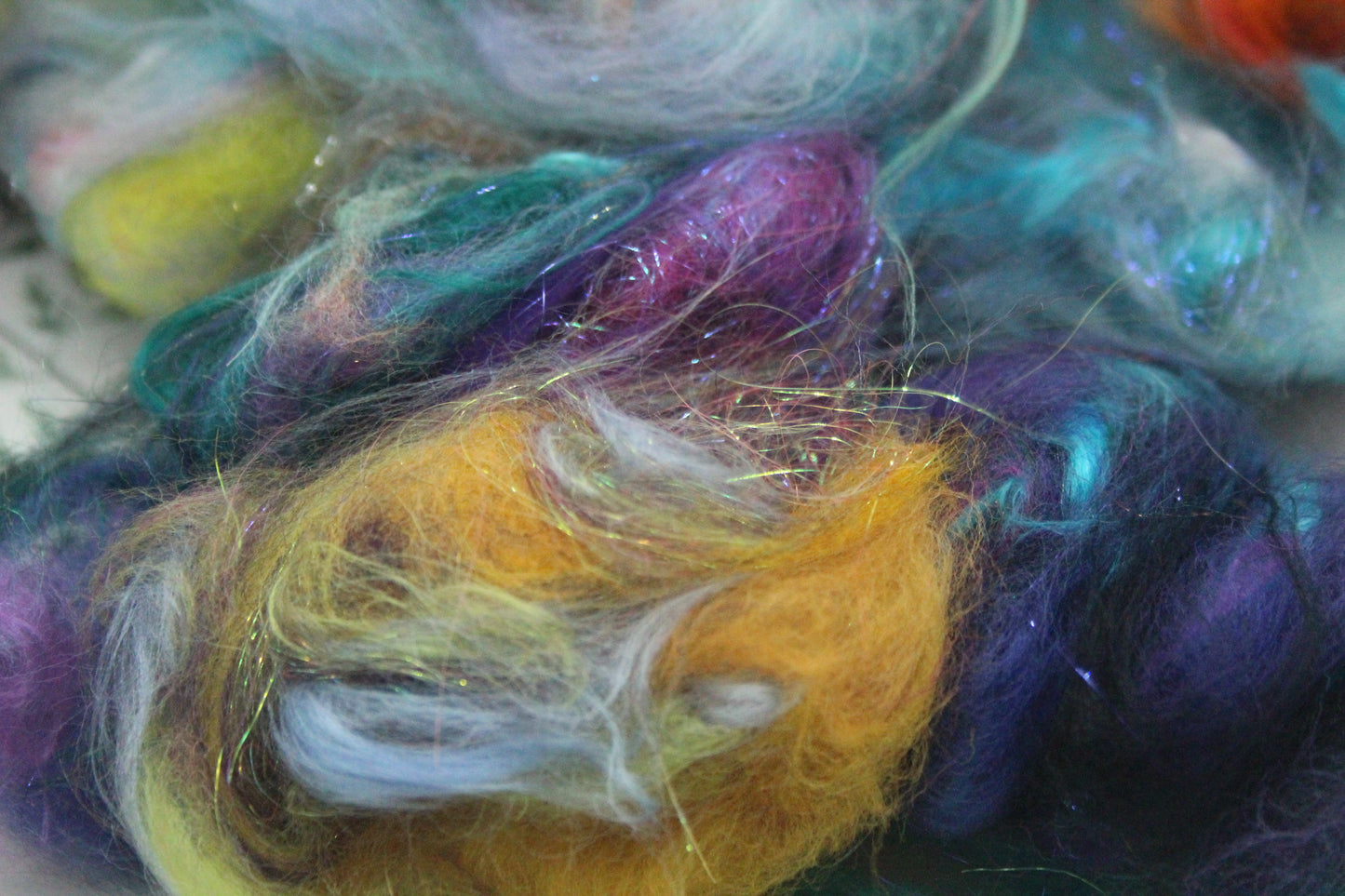 Art Batt - Yellow Peach Orange - 164 grams / 5.7 oz - Wool for felting, spinning and weaving