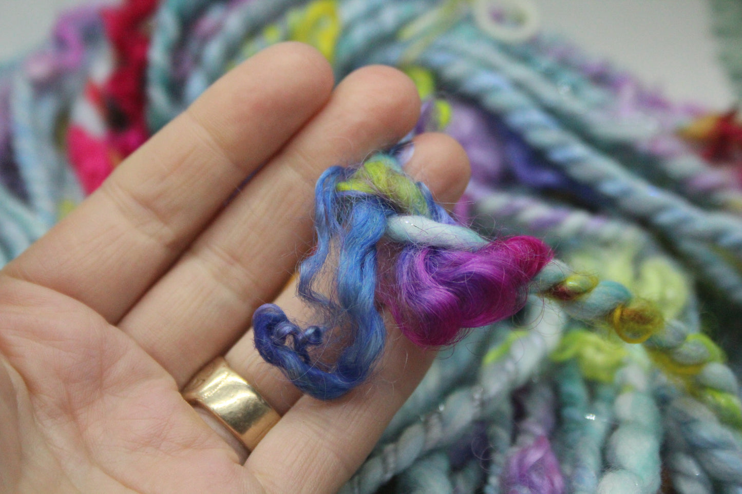 Art Batt - Yellow Pink Green Purple - Sideway Colour Change - 181 grams / 6.3 oz - Wool for felting, spinning and weaving