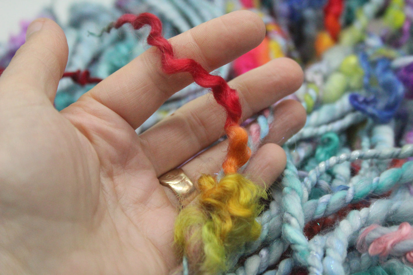 Art Batt - Yellow Pink Green Purple - Sideway Colour Change - 181 grams / 6.3 oz - Wool for felting, spinning and weaving