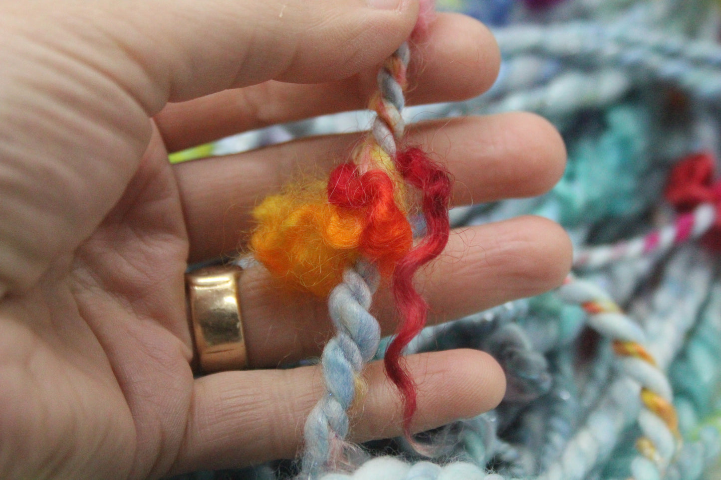 Art Batt - Yellow Pink Green Purple - Sideway Colour Change - 181 grams / 6.3 oz - Wool for felting, spinning and weaving