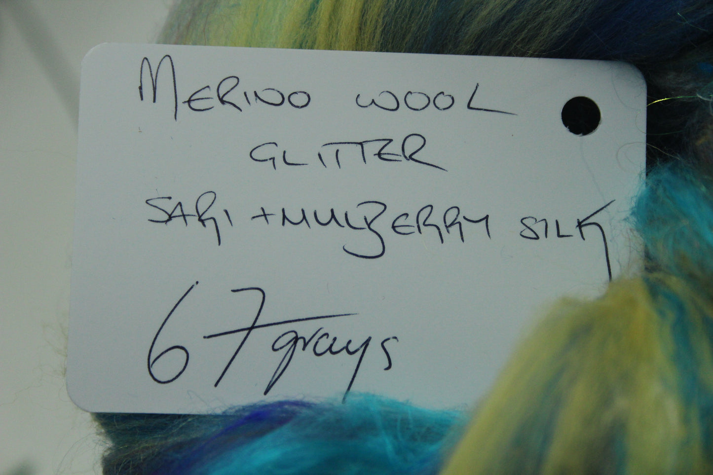 Merino Wool Blend - Blue Yellow - 67 grams / 2.3 oz - Fibre for felting, weaving or spinning