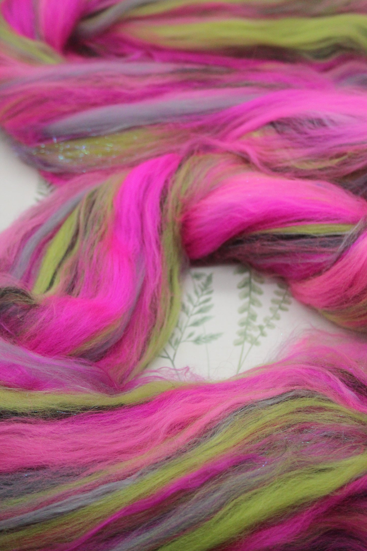 Wool Blend - Green Brown Purple - 29 grams / 1 oz - Fibre for felting, weaving or spinning