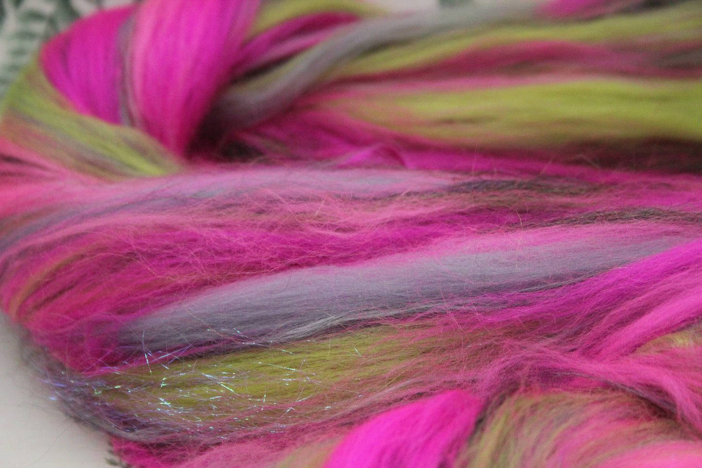 Wool Blend - Green Brown Purple - 29 grams / 1 oz - Fibre for felting, weaving or spinning