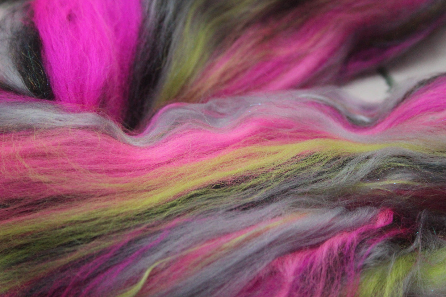 Wool Blend - Green Brown Purple - 29 grams / 1 oz - Fibre for felting, weaving or spinning