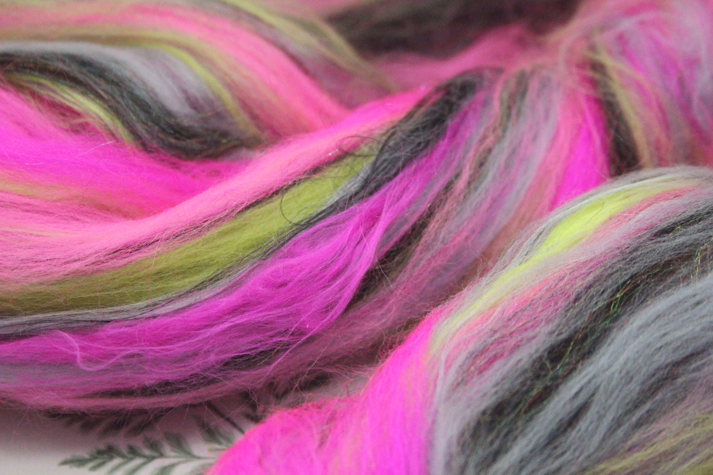 Wool Blend - Green Brown Purple - 29 grams / 1 oz - Fibre for felting, weaving or spinning